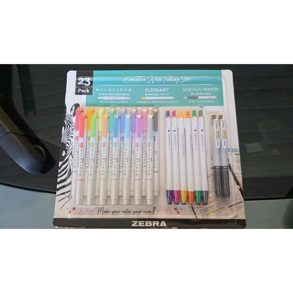 Zebra 23 pack Creative Notetaking Set Mildliner-15, ClickArt-6, Sarasa Mark On-2